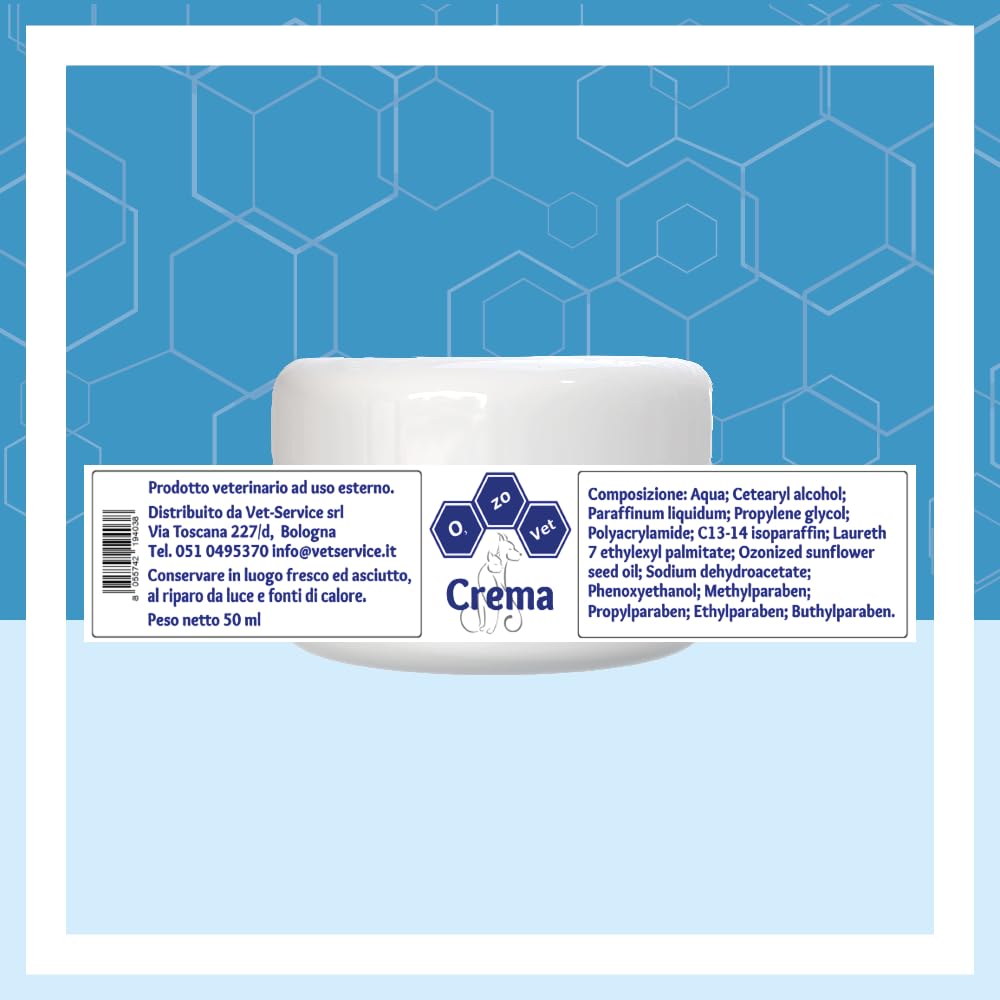 Ozo-Vet | Crema Cane 100 ml | Riattivazione Cutanea Cane, Dermatite Cane, Lenitivo per Piaghe e Pododermatiti