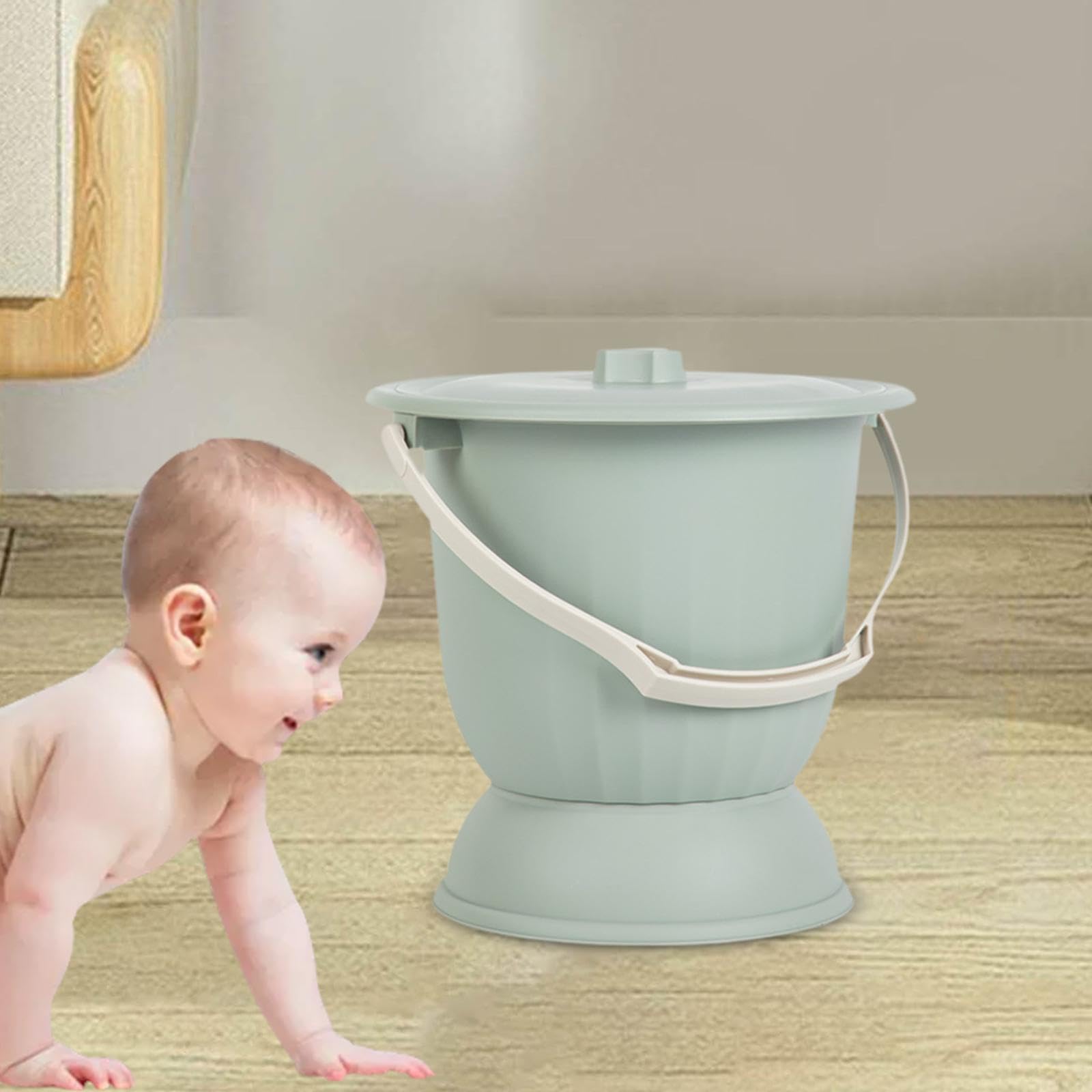 Fenteer Vasino Secchio Sputacchiera con Coperchio Vasino Padella Portatile per Bambini Adulti, Verde