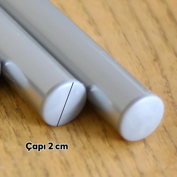 Badem10 Aluminum Metal Rolling Pin Set of 2 74-49 cm Pastry Dough Phyllo Rolling Cylinder Round Long Short Kitchen