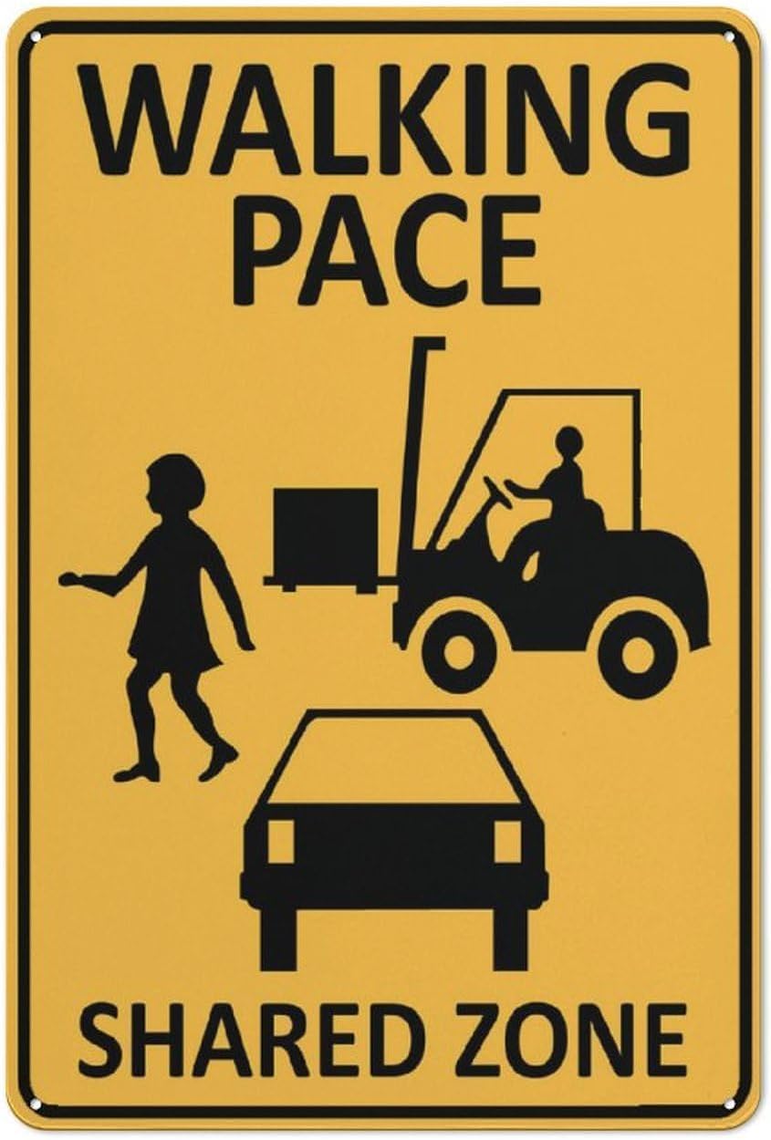 Walking Pace Shared Zone Rust-Free Aluminum Warning Sign - Weather Resistant, Waterproof, Easy to Mount for Mall, School Yard, Park, Indoor/Outdoor 8x12 inch​