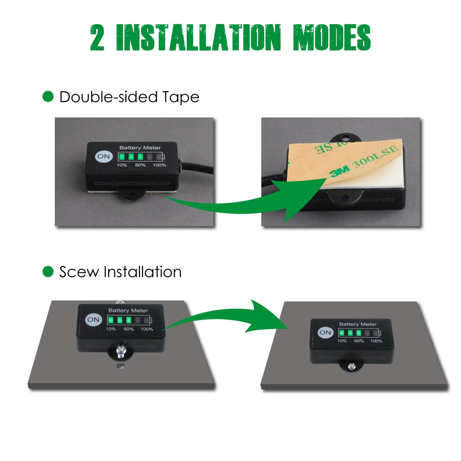Yooreal 12V/24V Misuratore di capacità e indicatore del livello di carburante della batteria impermeabile IP65 per piombo-acido batteria alimentata Golf Car Travel Trailer Carrelli