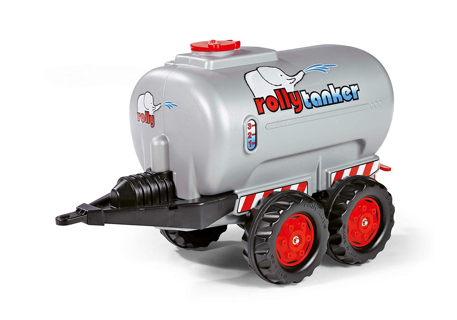 Rolly Toys rollyTanker Fassanhänger (für Kinder von 3 - 10 Jahre, Zweiachsanhänger, Befüllung bis zu 30 Liter) 122127, 98 cm × 44 cm × 55 cm, Silber