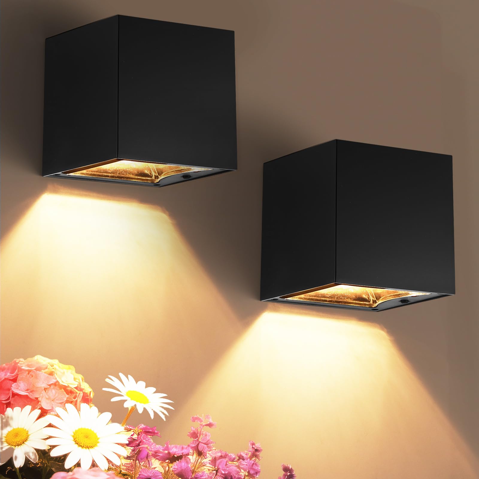 Wowlela Solar Wandleuchte Aussen, 2 Stück Solarlampen für Außen Garten mit 2 Modi, IP65 Wasserdichte Solar Zaunleuchten für Außen, Solar Wandleuchten für Außen,Garten,Zaun,Terrasse,Deck,Stufen,Treppen