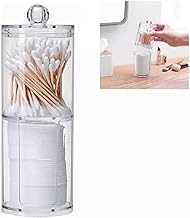 Porta Algodão Cotonete Acrílico Organizador De Cosméticos Duplo Com Tampa Transparente Kit Multiuso Para Banheiro e Maquiagem-Vende Mais