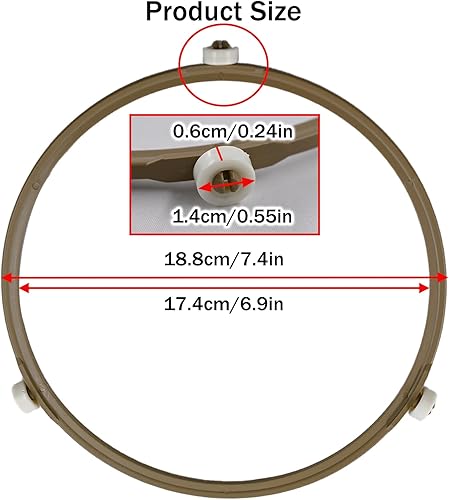 Miniatura 7 de Anillo giratorio de microondas de 8.7 pulgadas, rodillo de anillo giratorio, soporte de bandeja de placa de vidrio medio, anillo interior de
