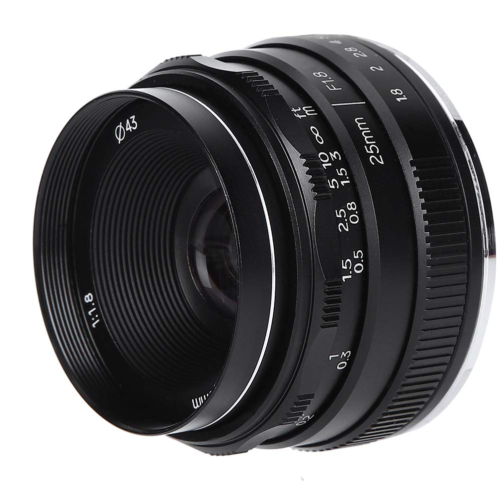 Obiettivo Verticale da 25 Mm F1.8 con Attacco E, Grande Apertura, Piccolo Grandangolo, Angolo di Visione di 57,4 Gradi, Piccolo Grandangolo Scatti Ravvicinati Still Life per A9 A7
