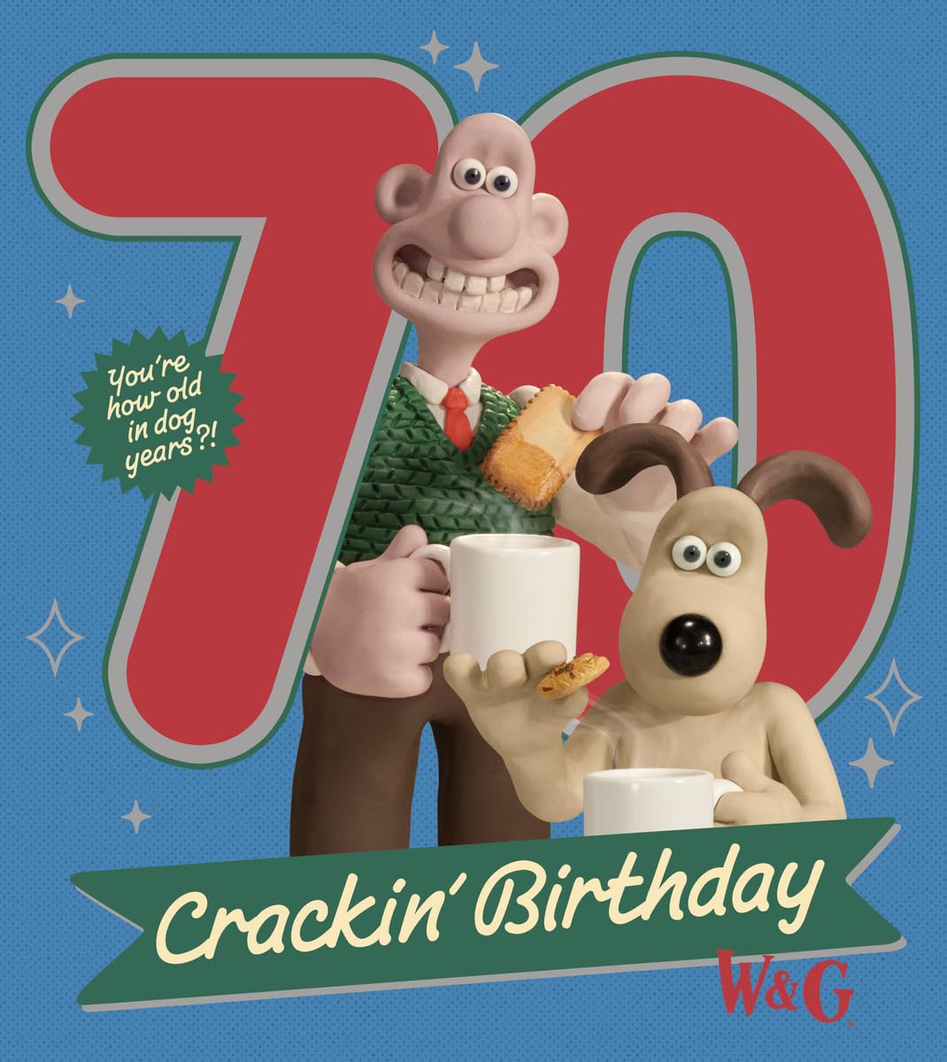 WALLACE & GROMIT BIRTHDAY CARD AGE 70, 70TH BIRTHDAY CARD FOR WALLACE AND GROMIT LOVERS, FOR HIM, HER, SISTER, BROTHER