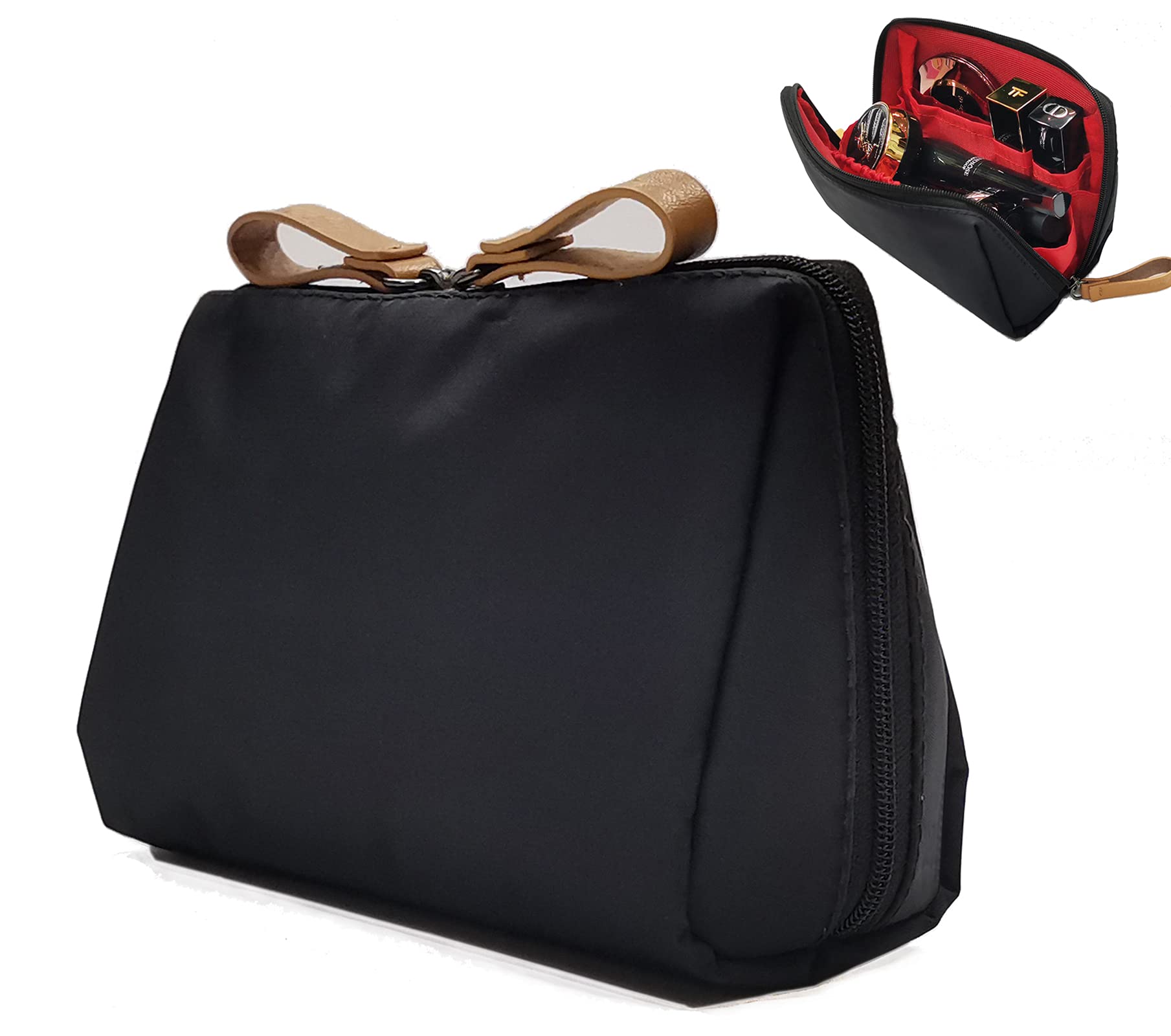 Vviitop Small Makeup Bag for Purse, Makeup Pouch Small Cosmetic Bag Mini Portable Handbag for Women and Girls (Black)