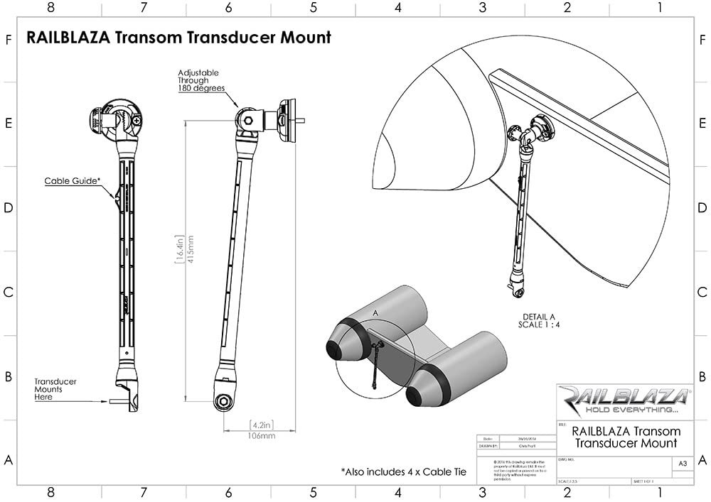 RAILBLAZA Brazo Transductor XL | Per Kayak, Dinghi E Pato | Accessorio Nautico In Nero - Foto 12