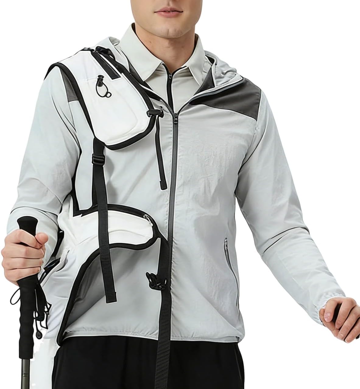 Cambkatl Color Block Sun Protection Hoodies for Men Full Zip Summer Lightweight Casual Long Sleeve Athletic Hiking Jackets