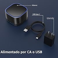 Vista 5 de Máquina de sonido blanco Magicteam con 20 sonidos naturales relajantes sin bucle, función de memoria, 32 niveles de volumen, alimentada por CA o USB