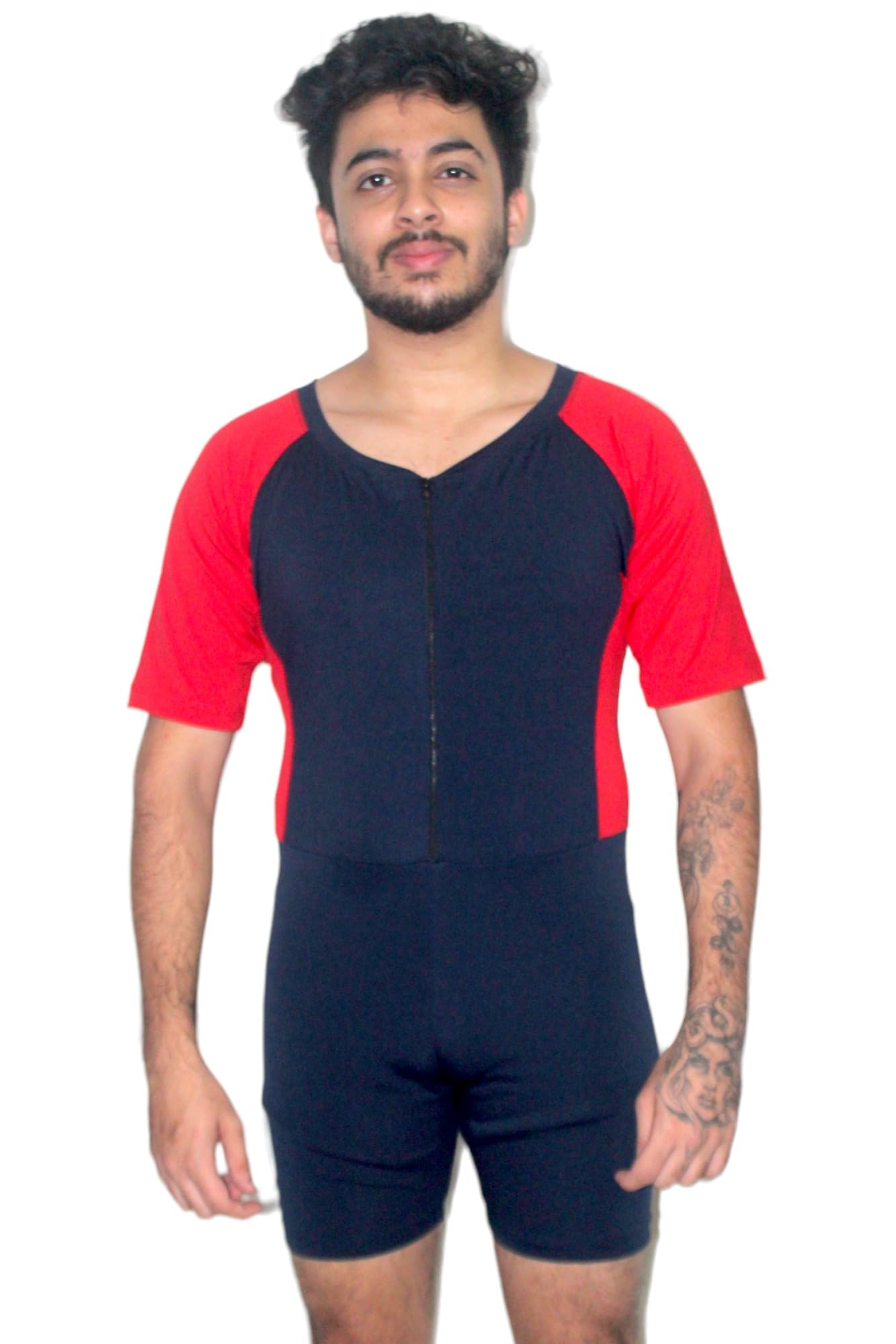 qua Holic Premium Swimsuit | Wrestling | Weightlifting | Skating | Multy Sports Costume for Men (S, Black) 3