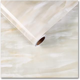 CRE8TIVE Beige Glossy Marble Wallpaper 30cm x...,