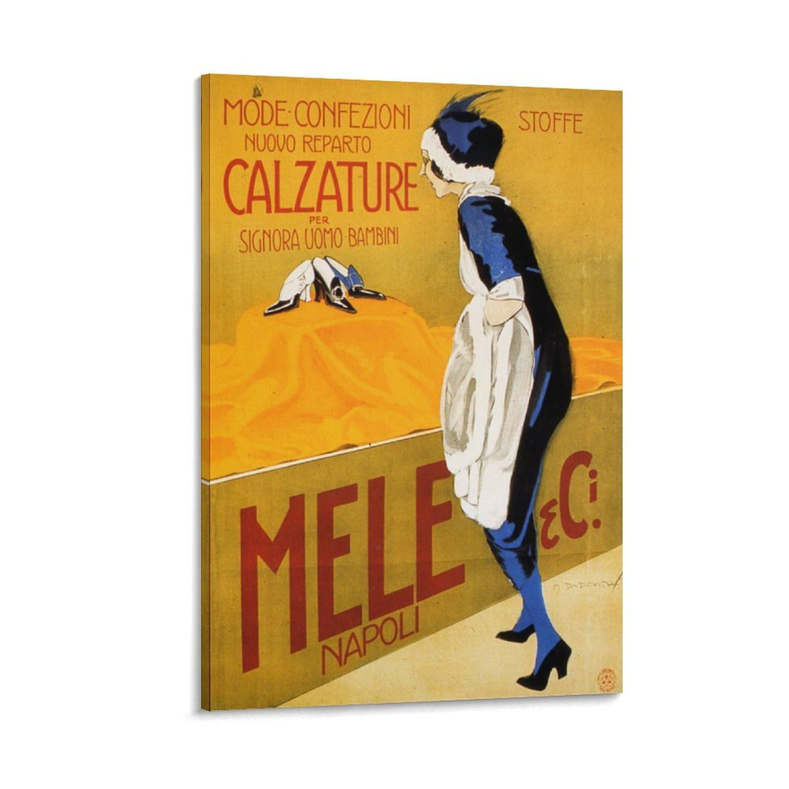 SXDMOUBK 1910s Calzature - Mele & Ci. Napoli Italy Vintage Illustrated Travel Poster Wall Art Prints Home Decor Picture Canvas Painting Posters 20x30inch(50x75cm)