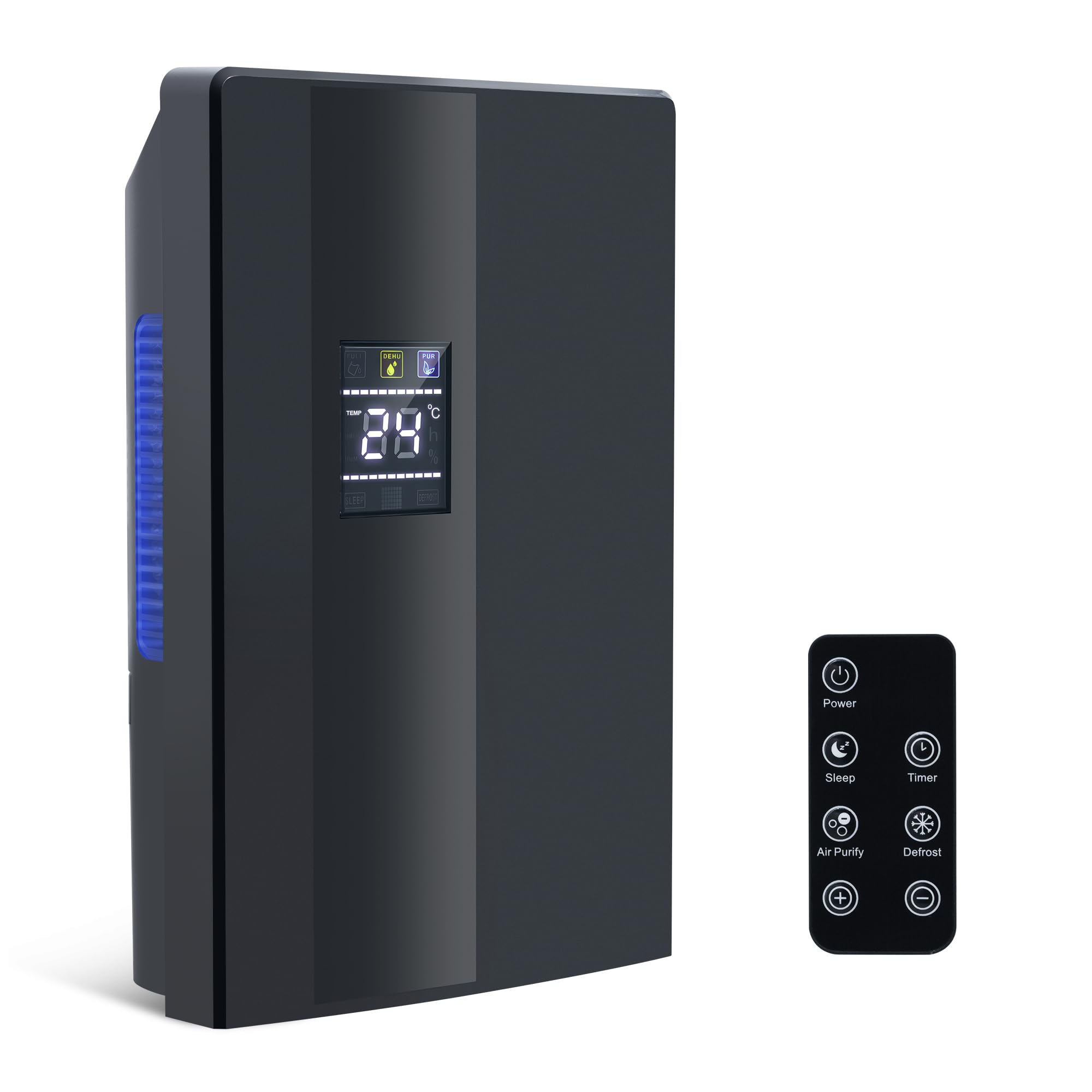 Citybee Electric Dehumidifier 2000 ml, Quiet Humidity Dehumidifiers Dehumidifier Small for Indoor Humidity UV Room and Timer Mode 24H Bathroom Wardrobe (Black)