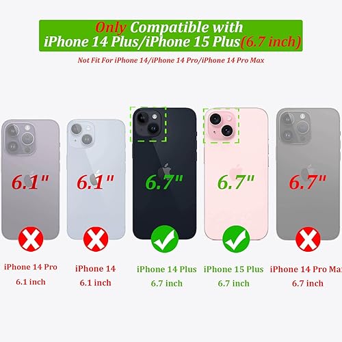 Miniatura 5 de Funda tipo cartera para iPhone 15 PlusiPhone 14 Plus para mujer, diseño de mariposa en relieve, de piel sintética, tarjetero con soporte, para