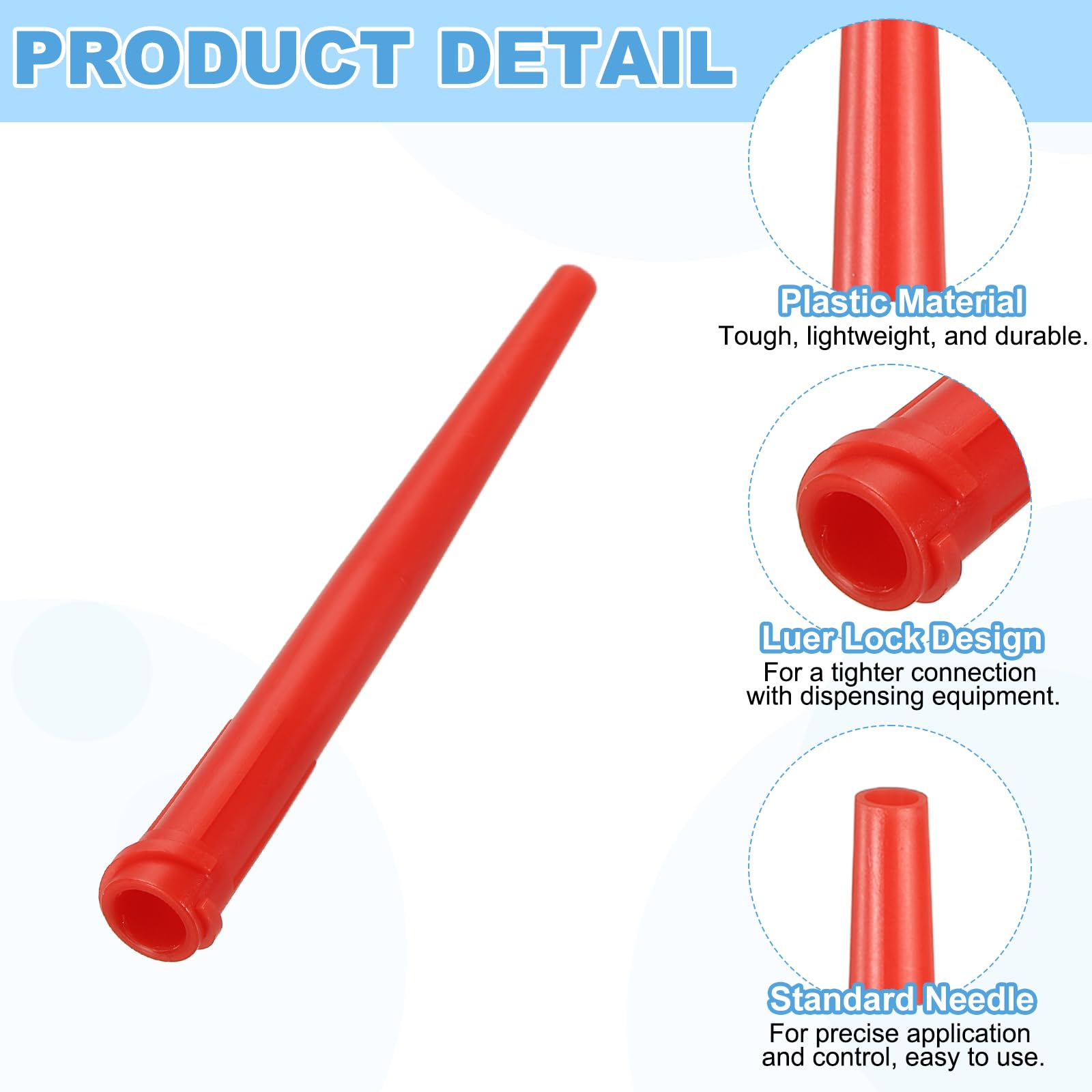 QUARKZMAN 100 Stück Kunststoff Dosiernadeln Stumpfspitze Konische Dosiernadel 12G TT Dispenserspitze 60mm Kegelförmiger Pinhead Dosierkanüle für Öl Klebstoffe Nachfüll Applikator Leim Rot