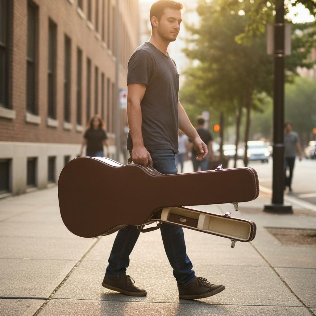 Estuche Rígido para Guitarra, 41 Pulgadas, Caja Madera marrón