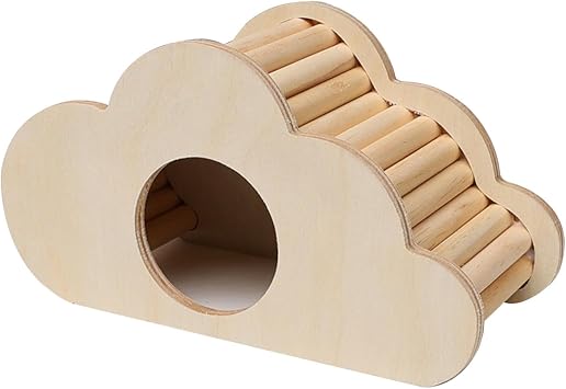 MERIGLARE Hamster Wood House Hideaway Climbing Toy Habitat Decorative Small Animal Cage Decoration, Cloud Shape