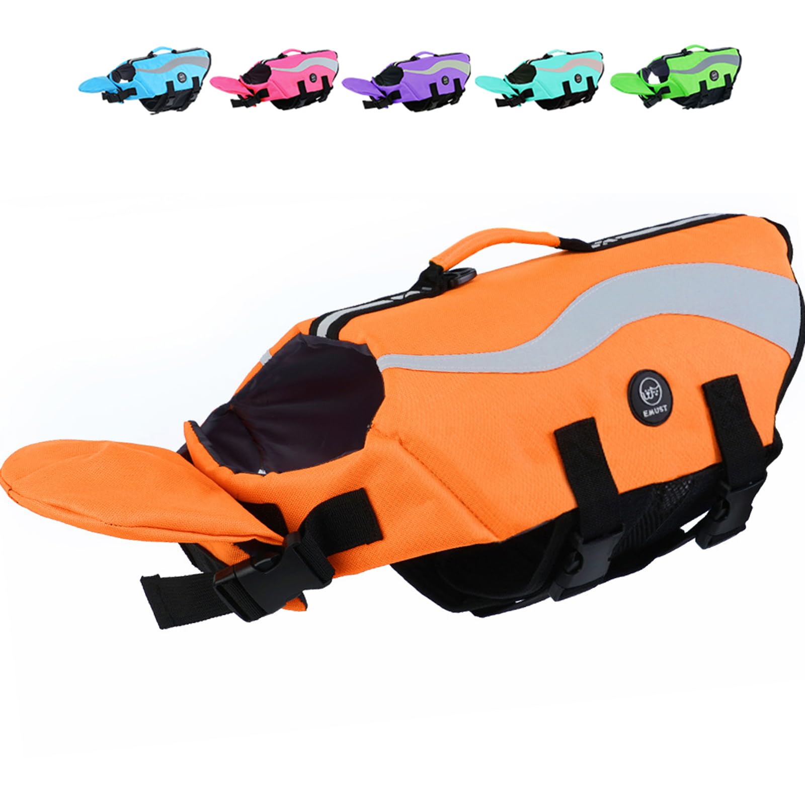 EMUST Dog Flotation Vest, Reflective Life Jacket for Small Dogs with Rescue Handle, Small Dog Vests Lifesaver for Swimming Boating Water with Front