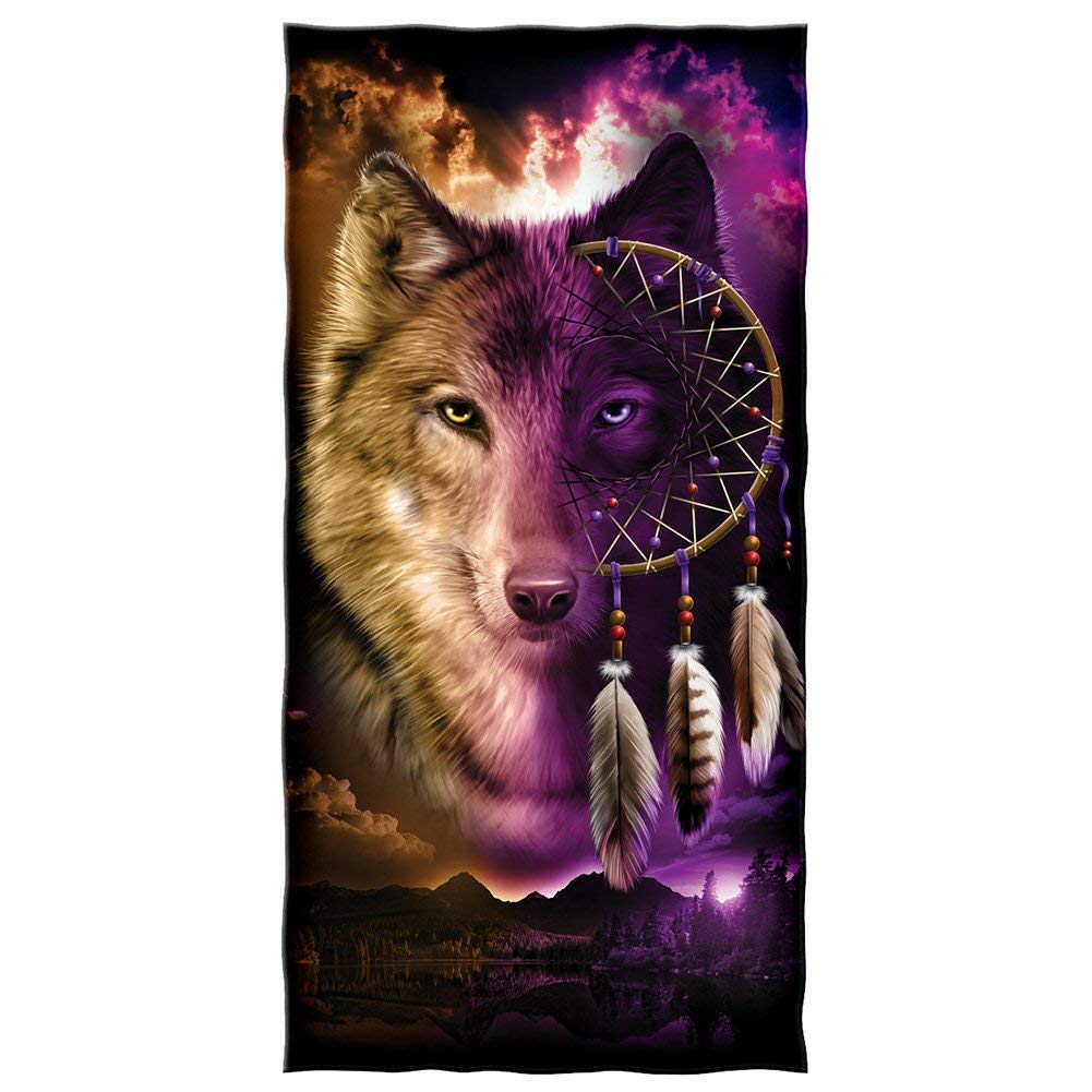 Yisumei Color 10 - Shower/Beach Towel - Wolf Dreamcatcher - 70 Cm X 140 Cm