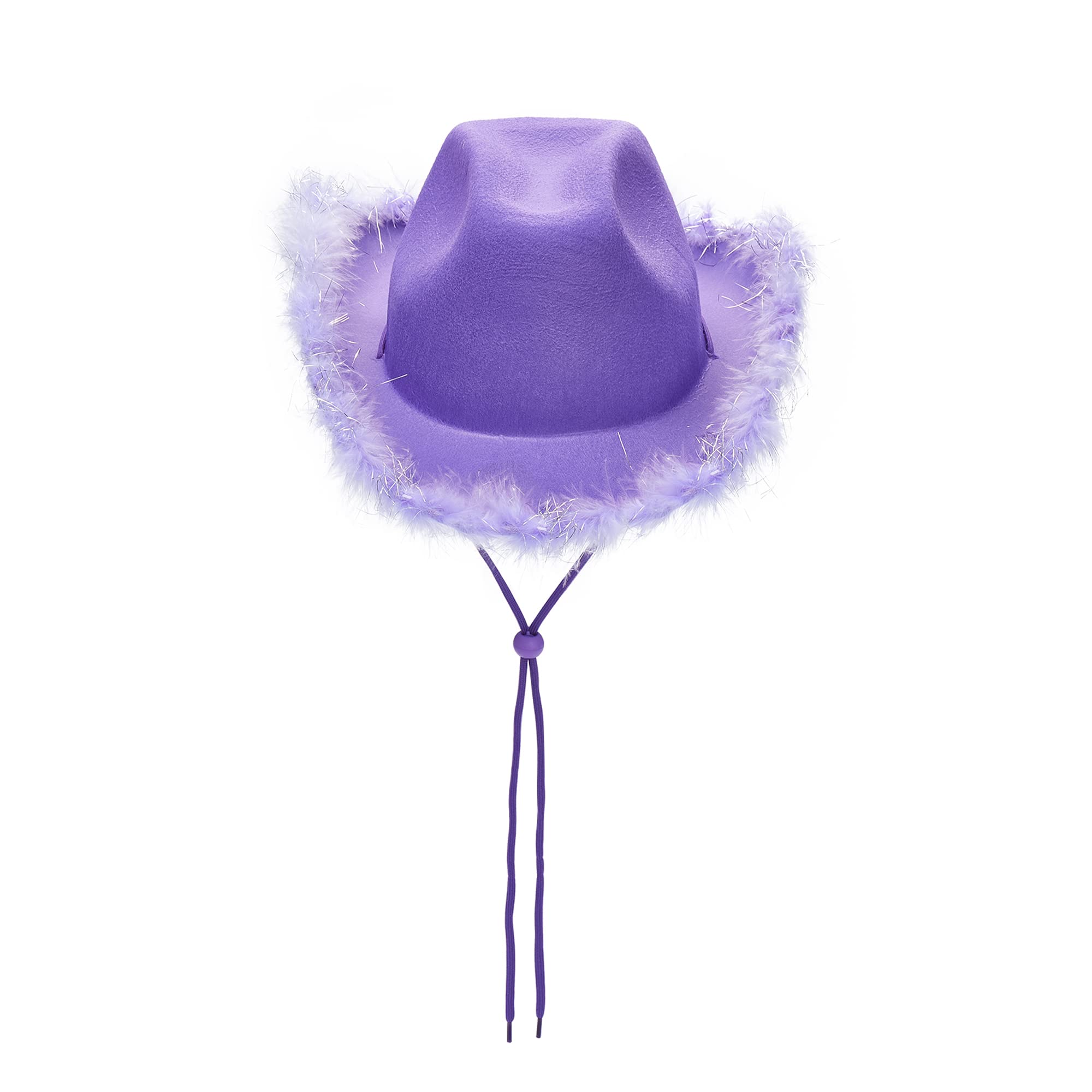 Qtinghua Sombrero de vaquero blanco y rosa para mujer, ribete de plumas esponjosas, disfraz de Halloween, sombrero de vaquera para cosplay, fiesta de disfraces, juegos de rol, cosplay, fiesta de