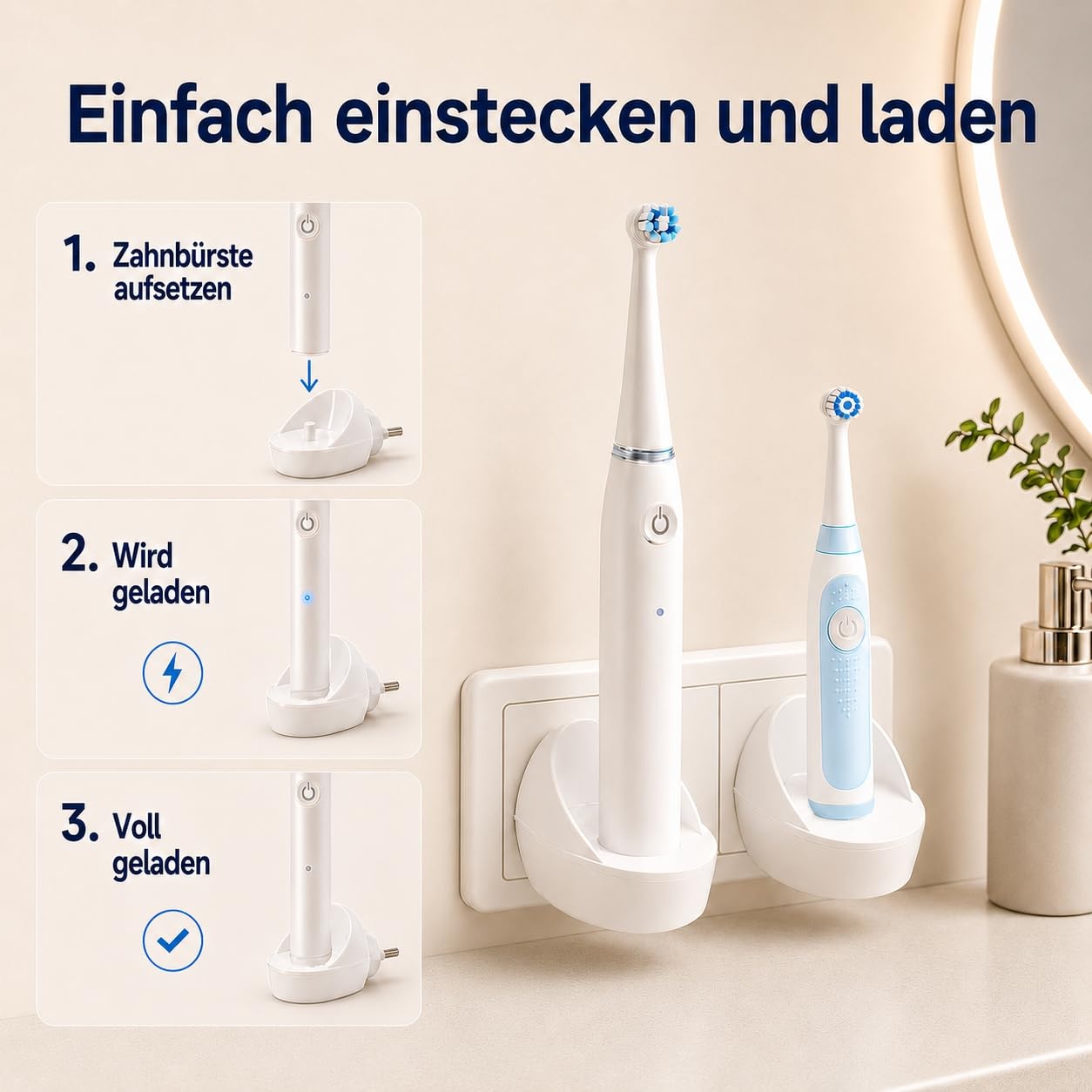 Lot de 2 chargeurs de brosse à dents pour Oral B sans fil compatibles avec Oral-B Pro iO6 iO5 iO4 iO3 Vitality Genius X 3500 3000 Chargeur mural