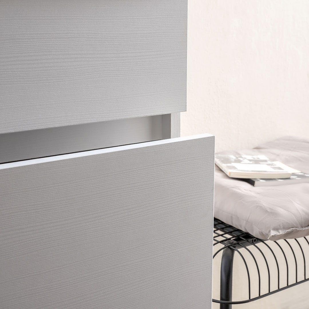 Kiamami Valentina - Mobile bagno sospeso 120cm con doppio cassetto, top rovere, specchio e lampada moderna