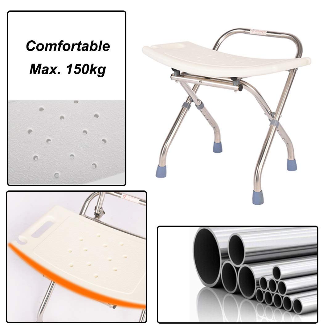 Banco de baño Plegable Silla de Ducha Asiento de Seguridad Taburete de baño Plegable | Asiento de bañera Living SPA Aid para Ancianos, Personas Mayores, discapacitados | Altura Aju