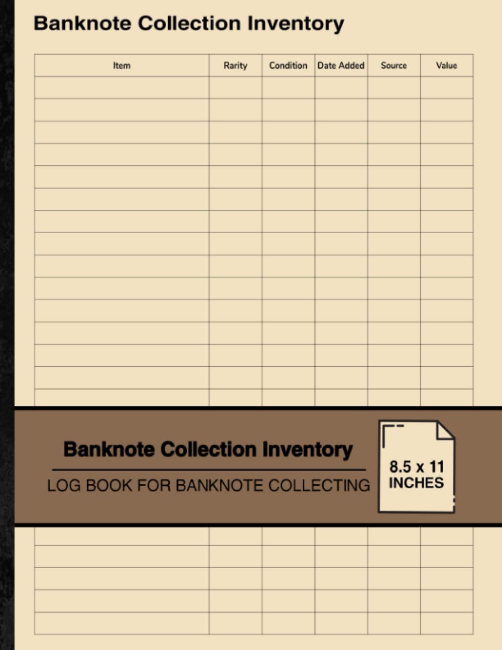 Banknote Collection Inventory: Log Book For Banknote Collecting | For Banknote Collectors | Large