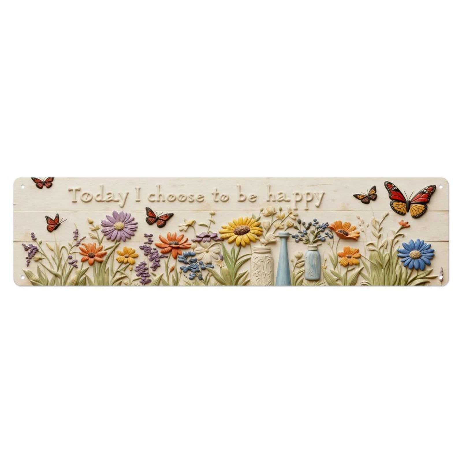 Floral Butterflies Vases Flowers Nature Metal Tin Sign Plaque