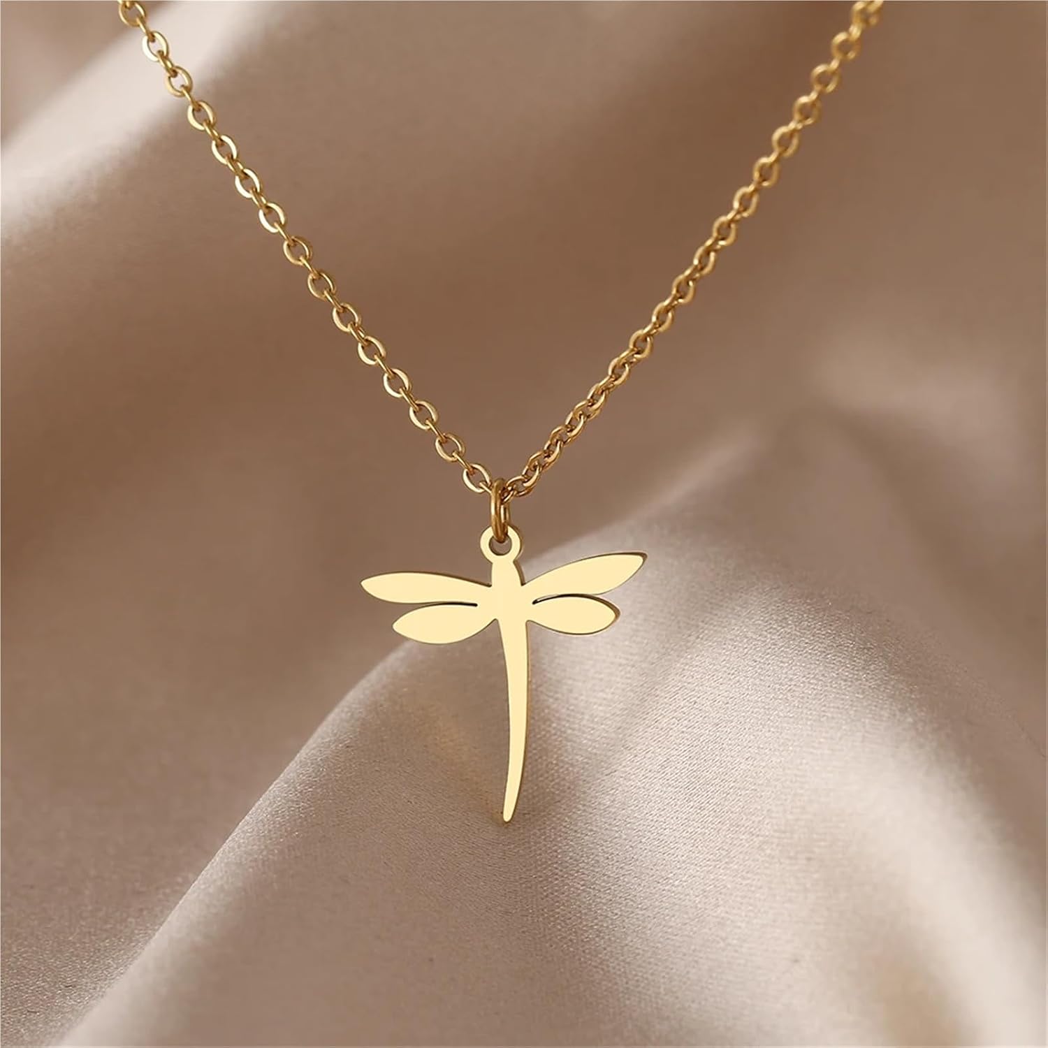Stainless Steel Necklaces Simple Dragonfly Pendant Collar Chain Fashion Necklace For Women Jewelry Gifts 1Pcs