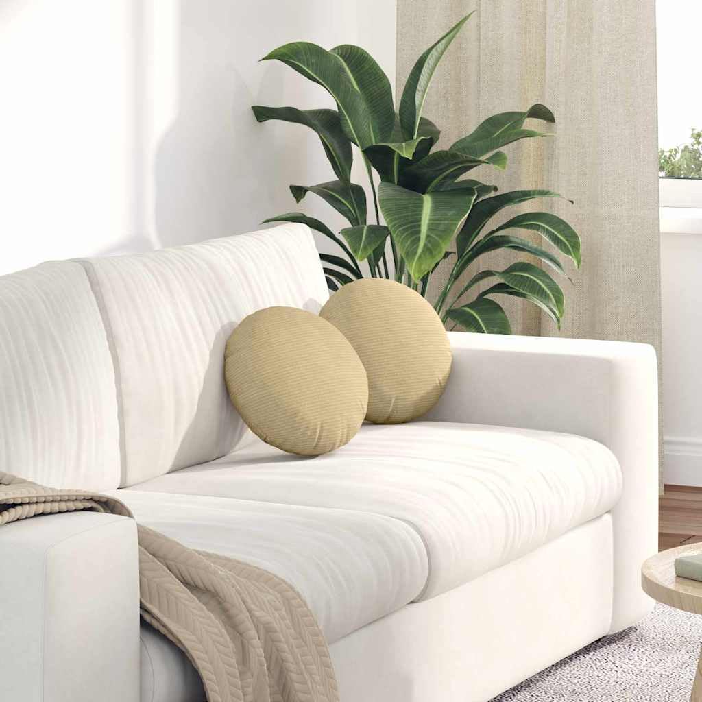 Sitzkissen 2 Stück Grau-Grün Ø30 x 13 cm Cordstoff, weiche Sitzpolster für Stühle und Sofa, vielseitige Sitzauflage, runde Lendenkissen für Wohnzimmer Esszimmer Home Office