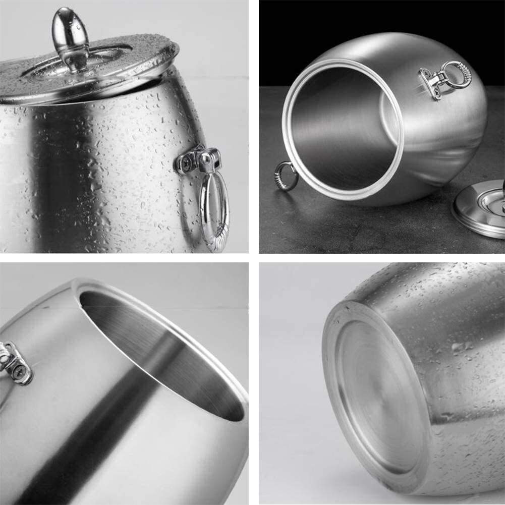 Cubo de hielo de acero inoxidable con aislamiento de doble pared, enfriador de vino de acero inoxidable con aislamiento, cubo de hielo con tapa, pinzas para hielo, filtro, cubo de vino portátil p