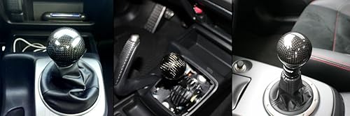 Miniatura 6 de Cuztom Tuning JDM - Selector de perilla de palanca de cambios manual y automática de fibra de carbono con forma de bola redonda (dorado)