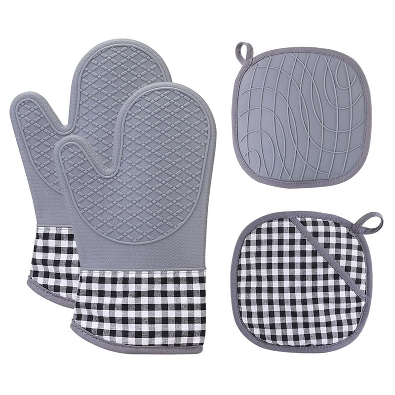 Juego de Manoplas para Horno y agarraderas con Mangos Antideslizantes para Hornear en la Cocina (Color : 04) (3)