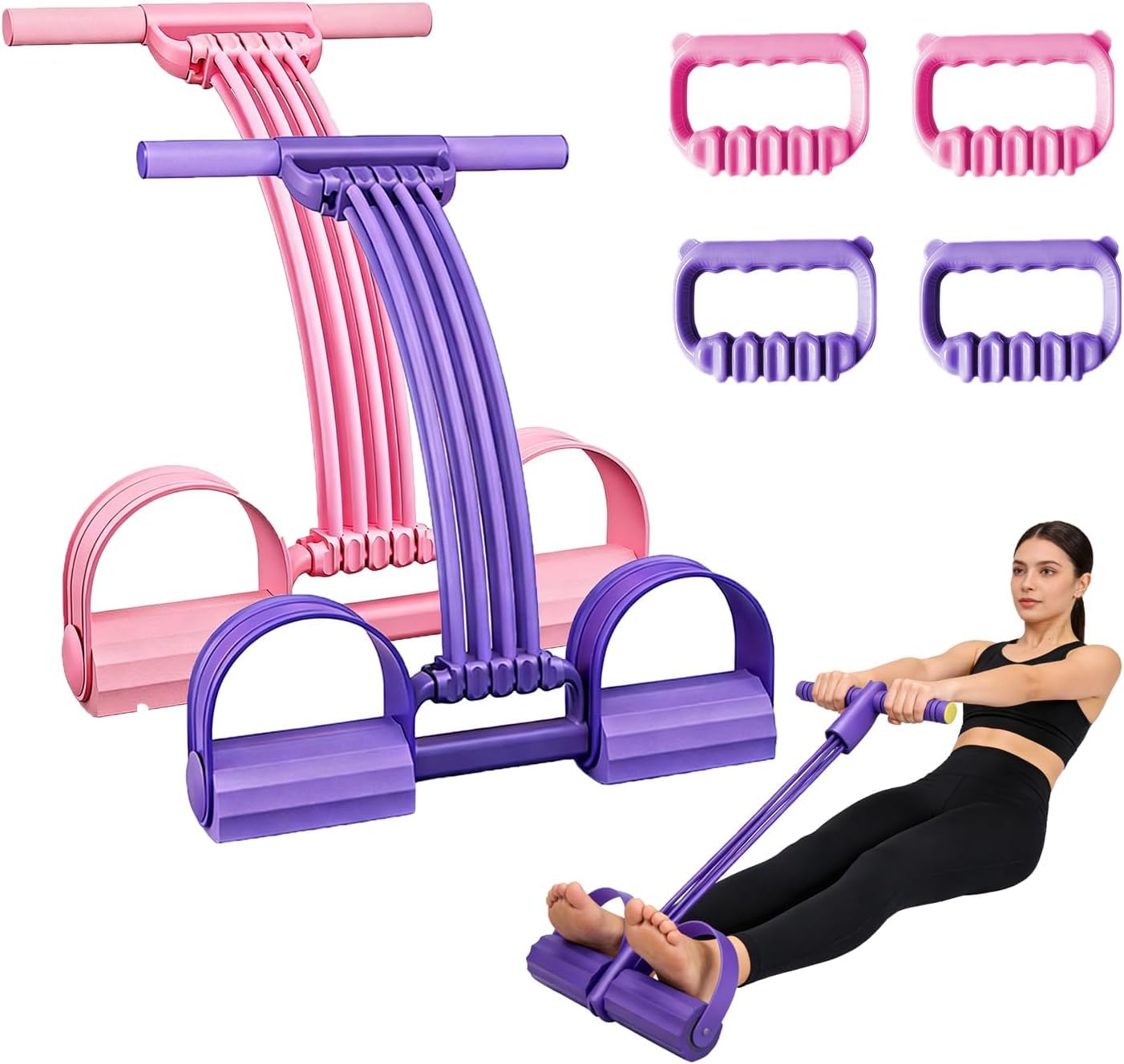 Widerstandsbänder, 2026 Neu Widerstandsband mit Griff Fußzugband 8 Röhren Resistance Bands, Fitnessband Ganzkörpertrainer 3 in 1 Multifunktions Expander für Leg Exerciser Fitness Yoga