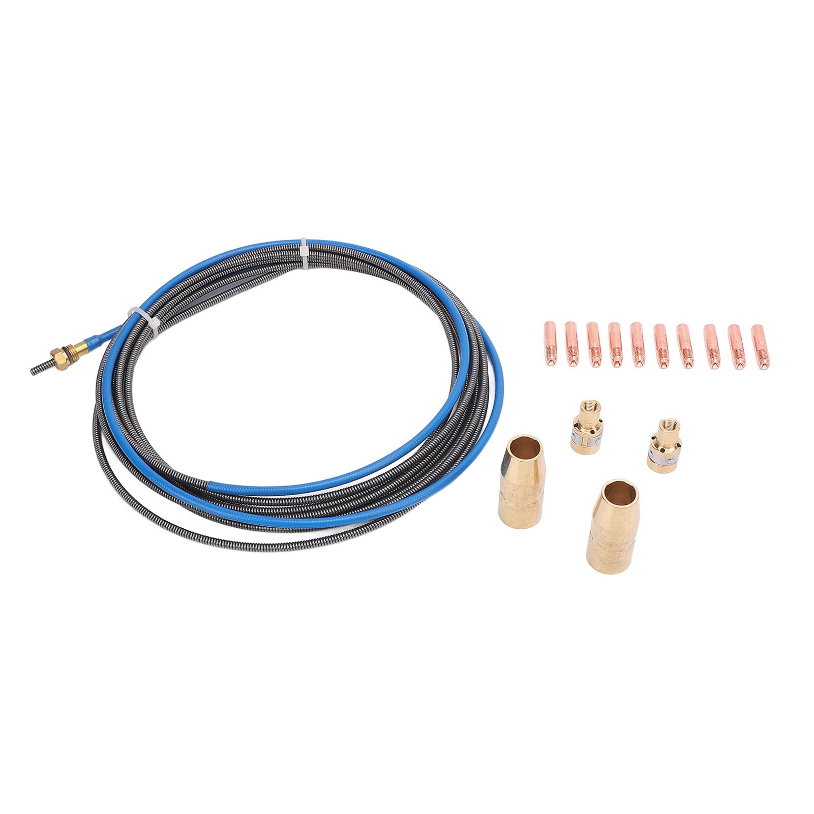 Kit Consumabili per Saldatura MIG, 20 Pezzi 0,030 Pollici 0,035 Pollici Punte di Contatto in Ottone 2 Ugelli Gas 2 Diffusori Rivestimento da 15 Piedi per Parti di Ricambio della Torcia