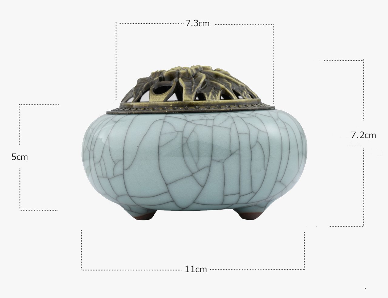 Amazon｜blue voyage 陶器 香炉 蓋 お香立て付 直径11cm (青ひび