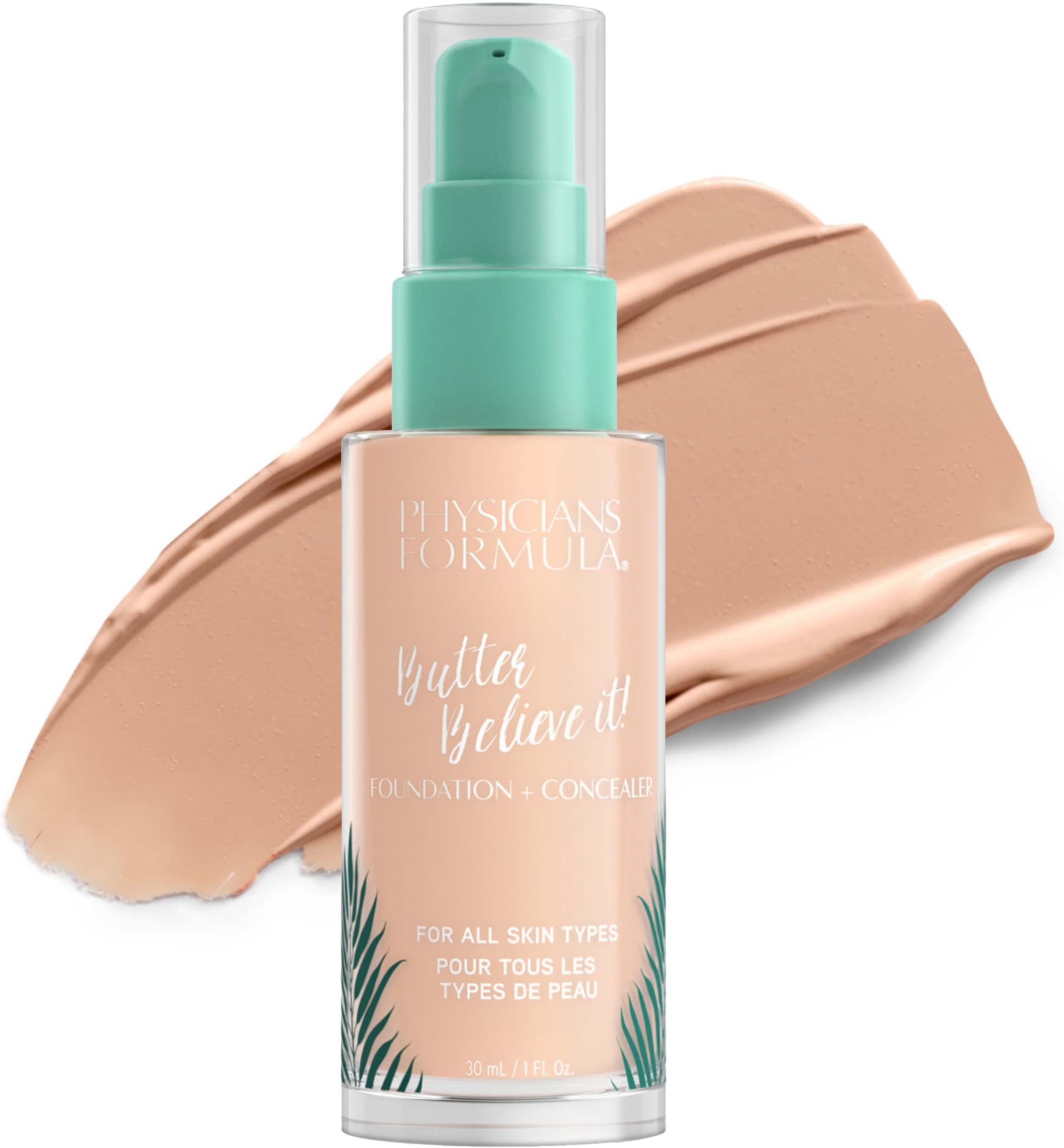Physician's Formula, Inc., Murumuru Butter Believe It! Foundation + Concealer, Creamy Foundation and Concealer for a Radiant Glow, with Murumuru, Cupuaçu, and Tucuma Butter, Light