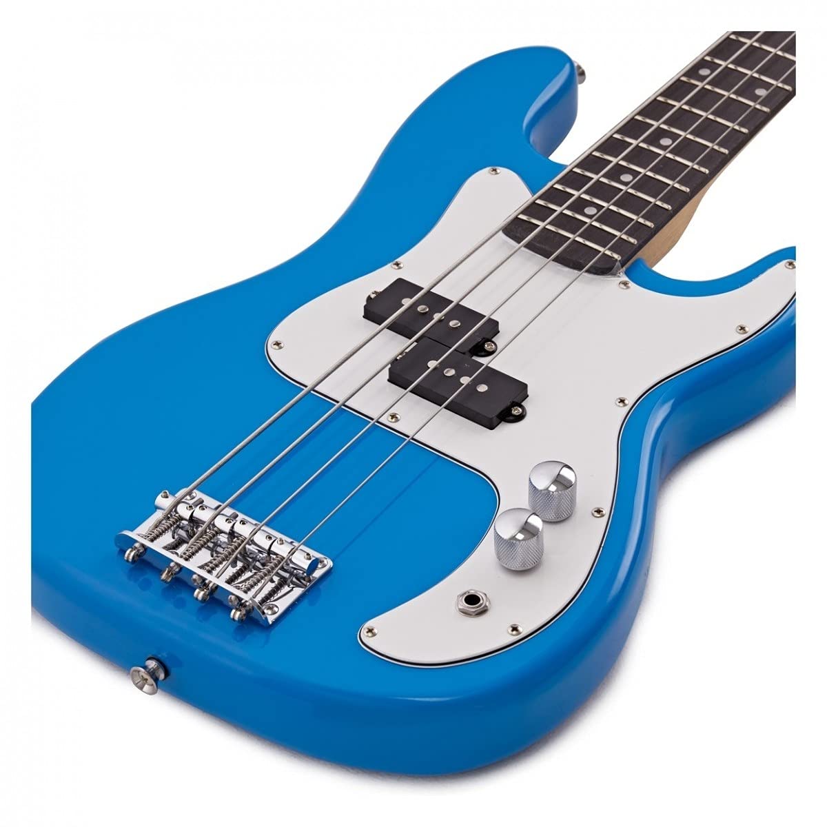 Basso Elettrico 3/4 Junior LA di Gear4music Blu con Accessori | Per giovani principianti, pickup humbucker split coil, borsa, cinghia e cavo inclusi