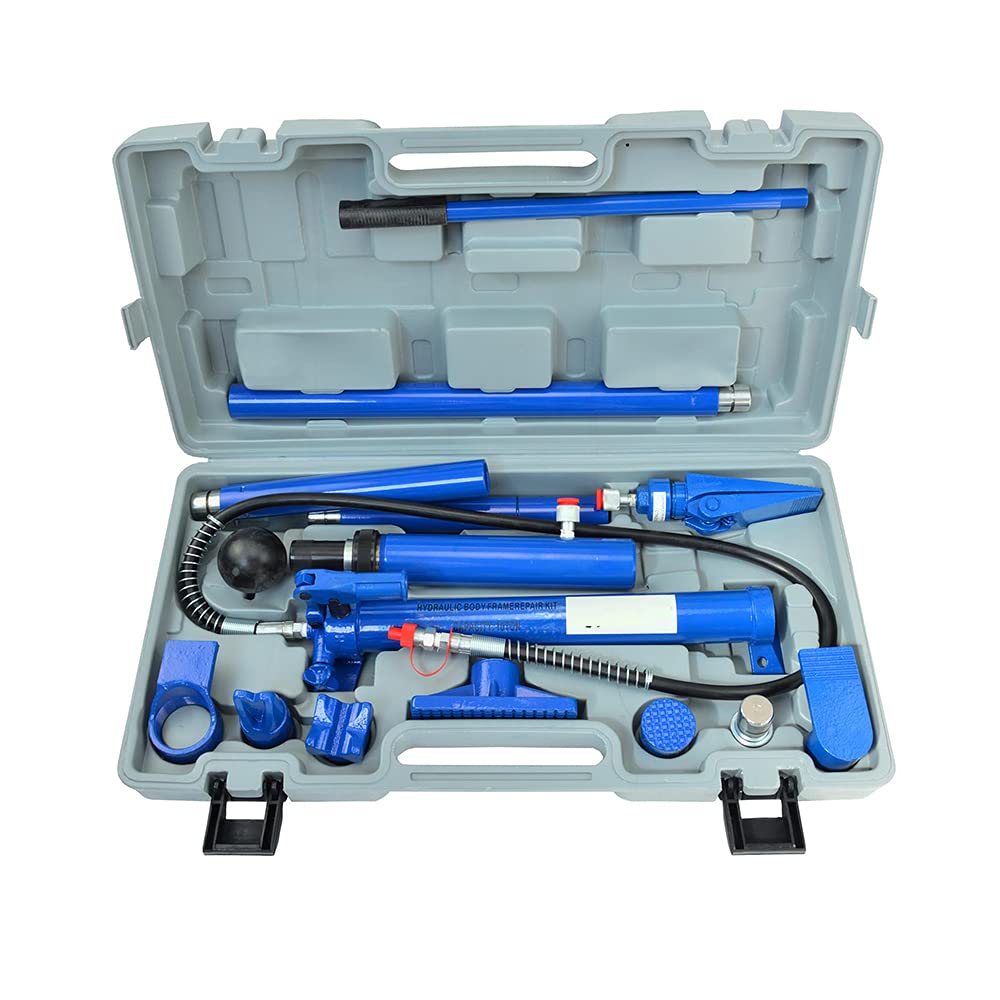 Kit Pressa Martinetto idraulico per Carrozzerie Portata 10Ton Riparazione Telaio Sollevatore Idraulico Pompa per Riparazione Auto Kit di Riparazione Carrozzeria