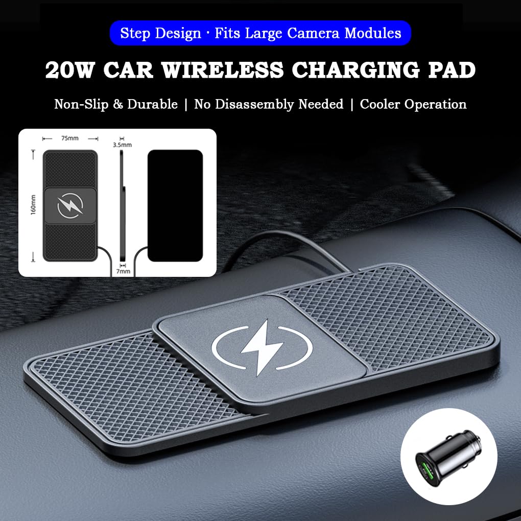 Caricatore Wireless Auto per Dacia Spring 2020 2021 2022 2023 2024 2025 2026, 20W Ricarica Wireless Rapida, Uso Cruscotto, Navigazione, Guida Quotidiana e Viaggi Facile Senza Fili