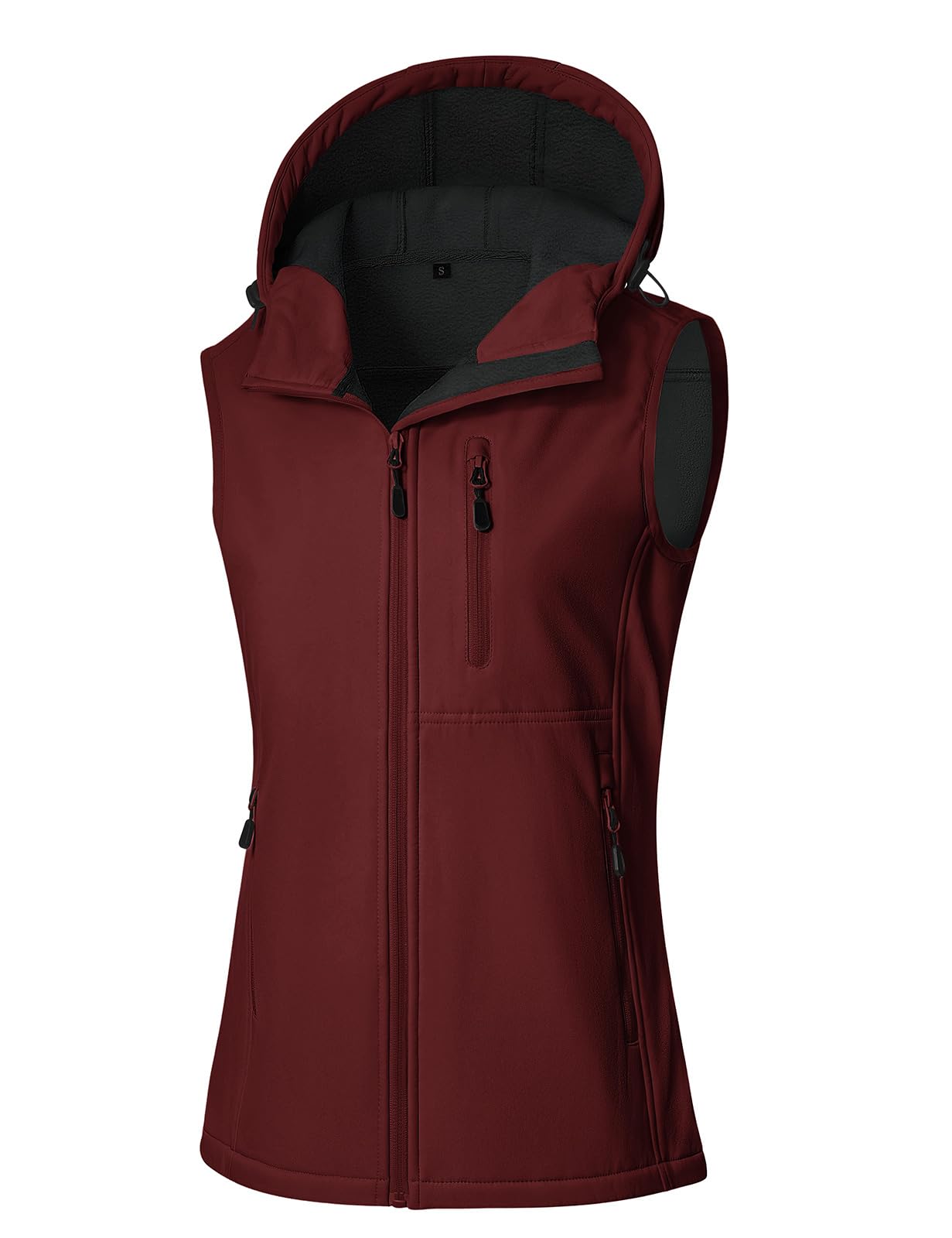 CMTOP Gilet Sans Manche Femme Imperméable Softshell Gilet Femme, Légère Extérieur Veste Sans Manche Décontracté Coupe-Vent Manteaux Sans Manche Gilets avec Capuche et Zippé Poches