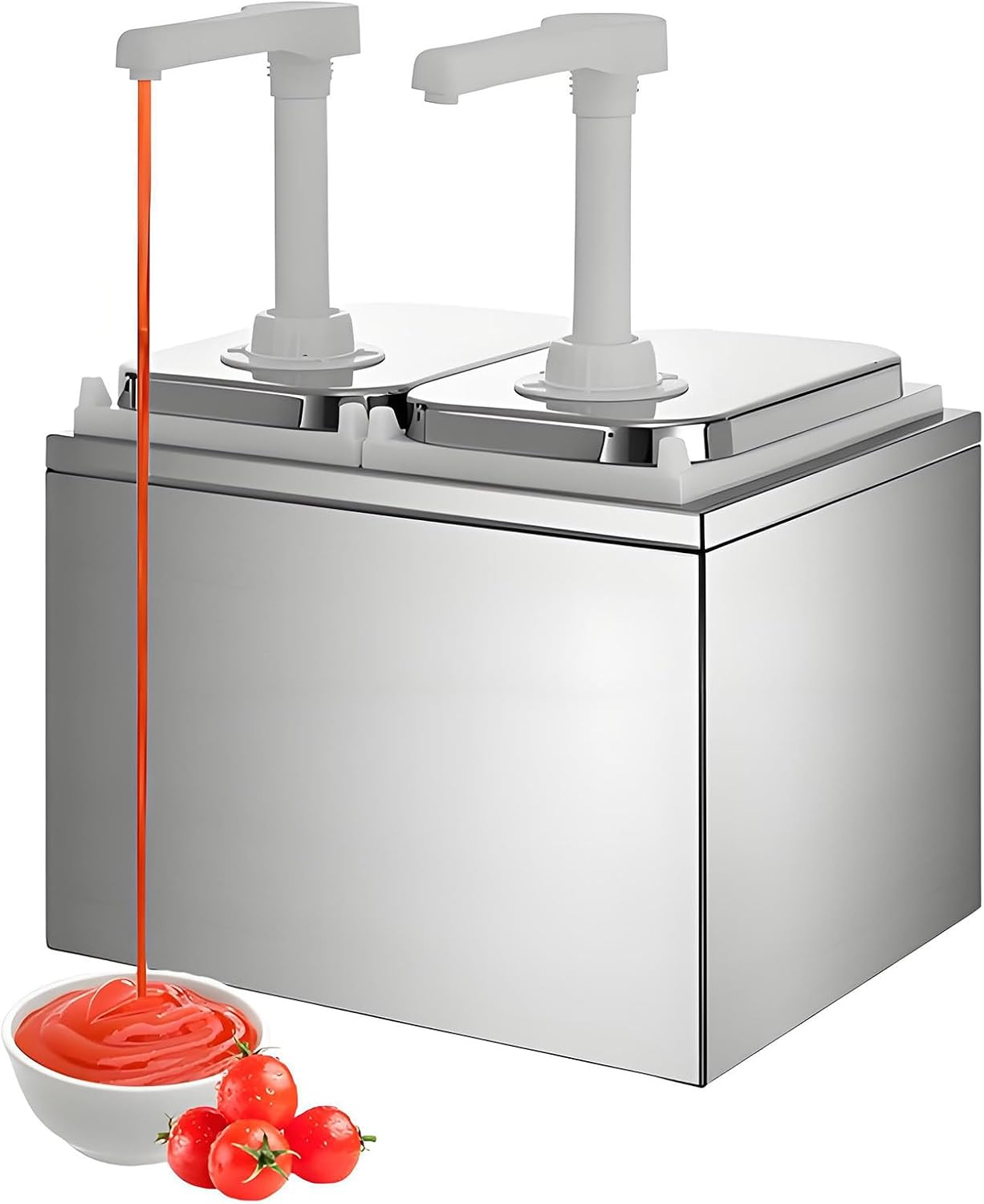 Condiment Pump,Reasonable Condiment Pump Station,‌4-Pump Food Grade Condiment Station,Removable Large Volume Sauce Dispenser for Ketchup,Mayo & Syrup 2Pumps2L