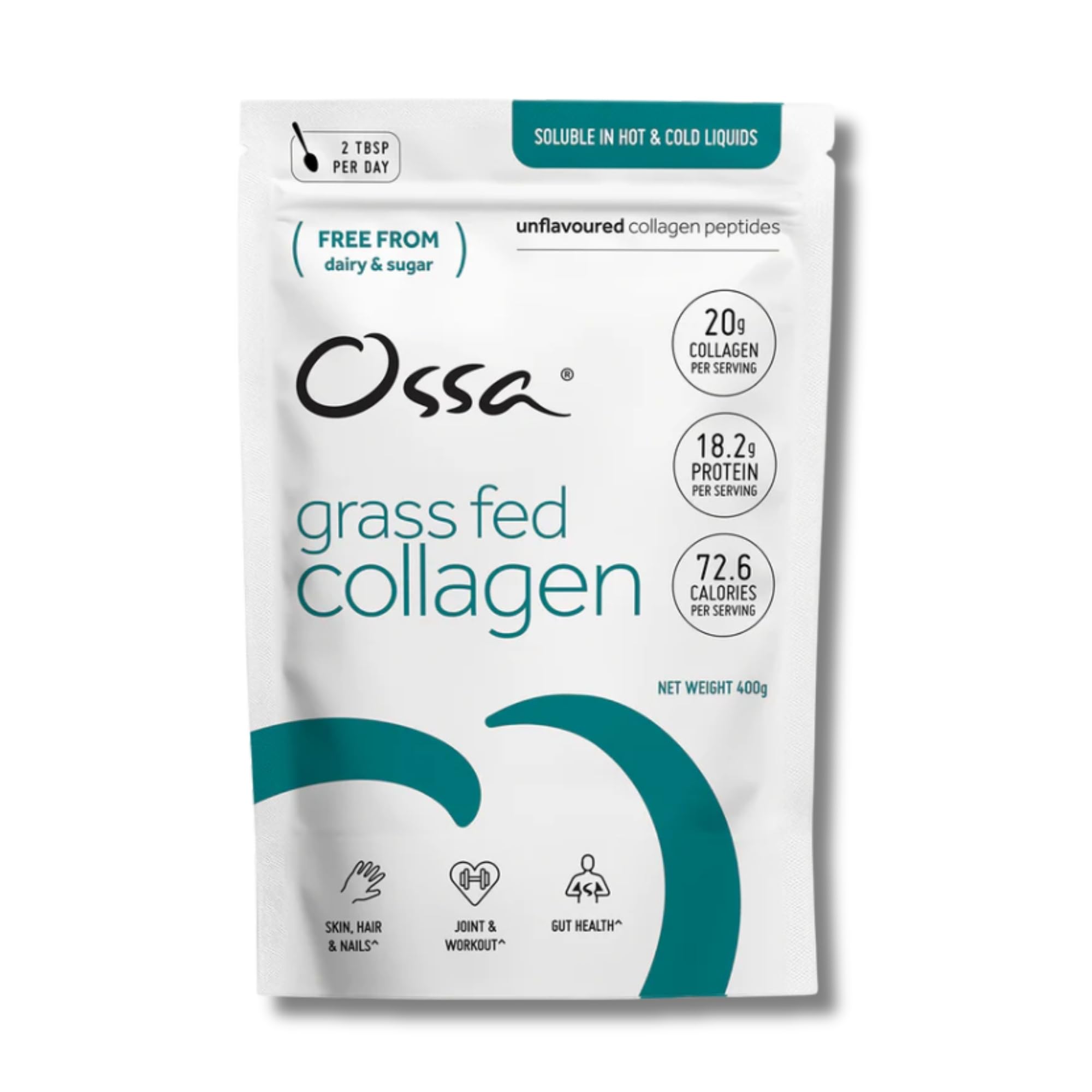 Ossa Collagen Peptide Pulver 400g | Grasfutter | Natürliches Proteinergänzungsmittel mit Aminosäuren | Keto- & Paleo-freundlich | Unterstützt gesundes Haar, Haut, Gelenke & Muskeln