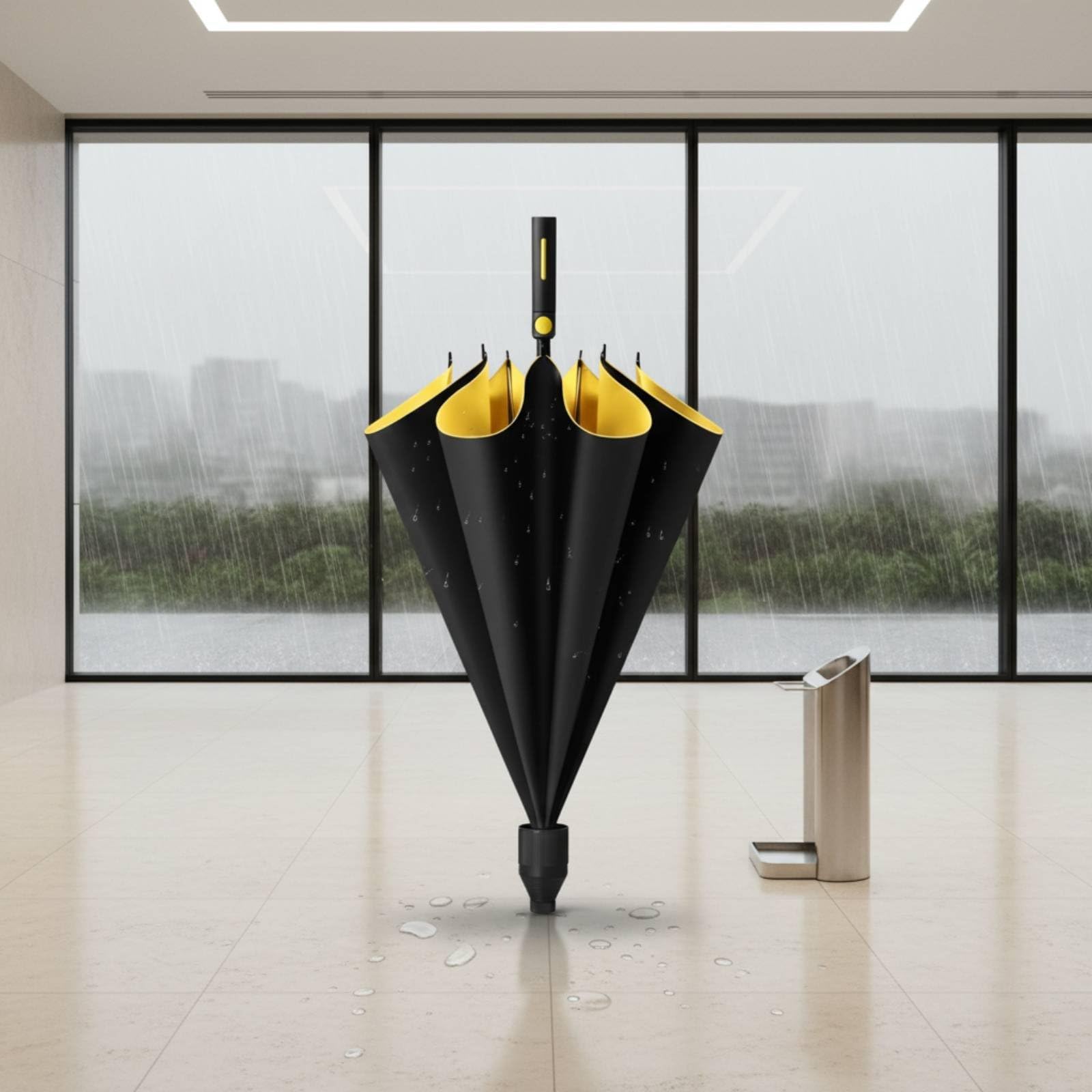 de Golf Impermeable Sombrilla Parasol Cubierta con Doble Recubrimiento Negro para Bloquear Lluvia Estructura a Prueba de Viento con 8 Varillas
