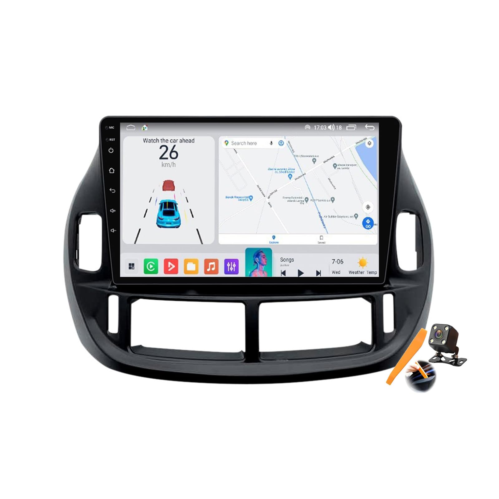 Radio GPS de 9'' con Android Auto y CarPlay para Estima 2000-2005 8