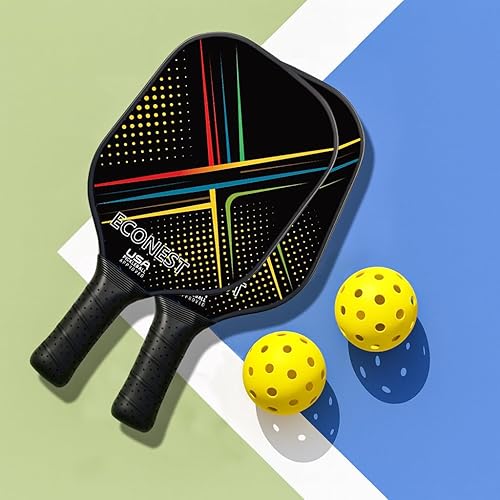Miniatura 6 de Juego de 2 palas de pickleball con 4 bolas  Cara de fibra de vidrio de alto rendimiento para precisión, agarre cómodo y fácil control  Ideal para
