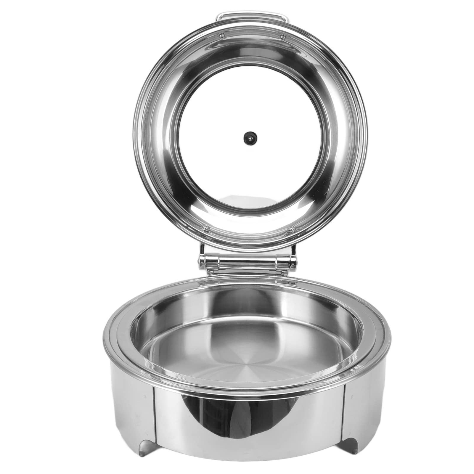 Ejoyous Chafer Redondo de Acero Inoxidable para Buffet, Plato Redondo con Tapa Enrollable, Cuerpo de 16,7 Pulgadas, Bandejas para Comida y Agua, Apertura de 90° y 180°, para Banquetes Buffet Catering